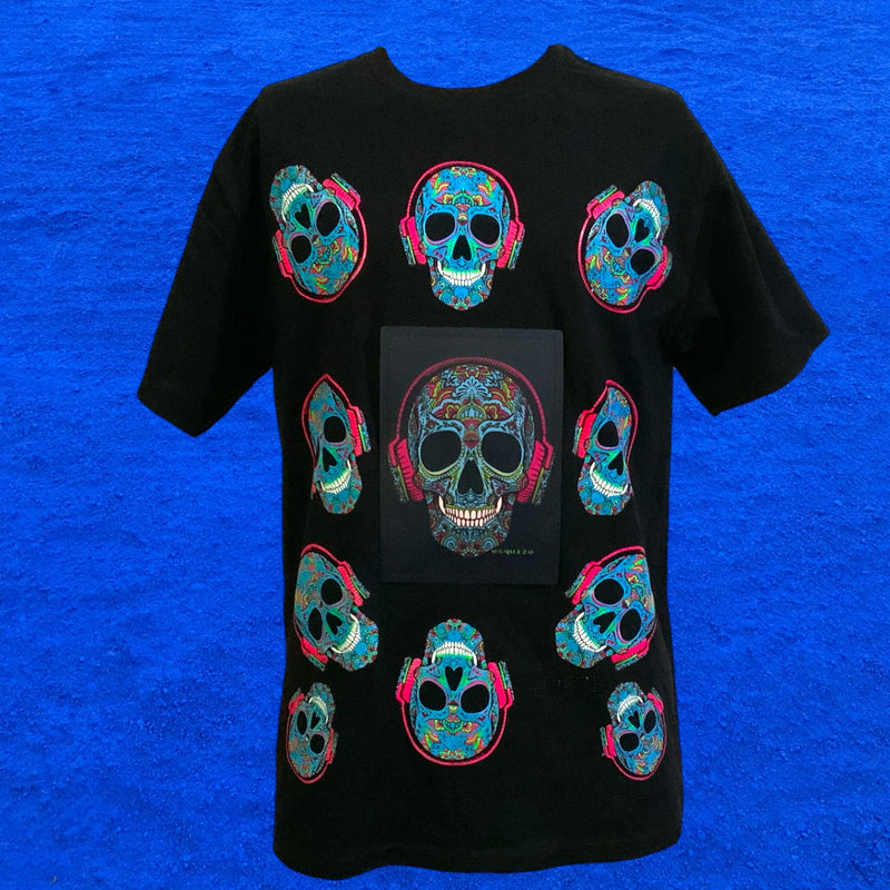 Playera Led Activada Por Sonido luz Intermitente VER VIDEO EN DESCRIPCION +pulsera  80%algodón + 20%spandex SN138