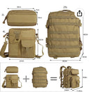 2 en 1: Mochila 40lts y Mariconera 4lts, sistema molle, +compartimento, 2 fondos GJ634