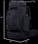 Mochila de marco interno 70Lts camping senderismo sistema molle GJ741