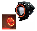 Faro para moto led con lupa y ojo de angel luz blanca alta baja y estrobo MTC027