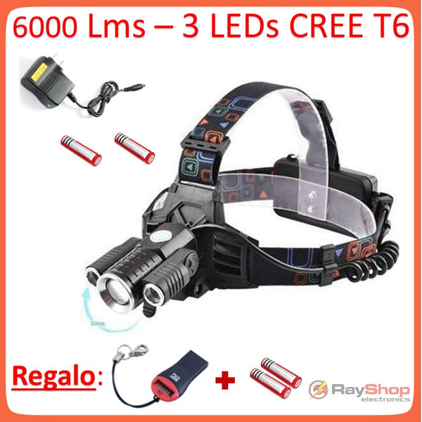 Lampara Minera 3 Led 6000 Lms , 2 En 1: Cabeza Y Bicicleta Dt195