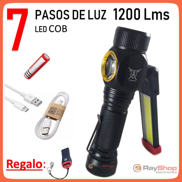 Mini Lámpara 1200 Lm Led Cob Gira Luz Blanca Roja Imán Dt362