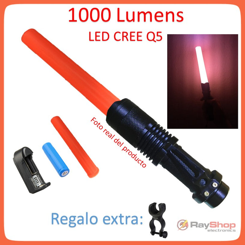 Mini Lámpara Táctica 1000 Lm Cree Led Q5 Con Cono Dt60y