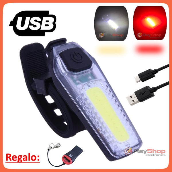 Luz Trasera Blanca Roja Recargable por Usb Bicicleta Vs Agua 1608a