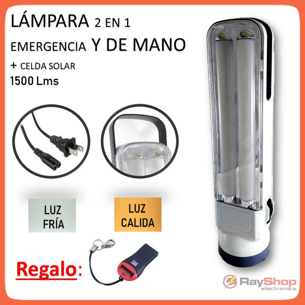 Lámpara Emergencia Solar 1500 lms Luz Led Fría Cálida Recargable Dt666