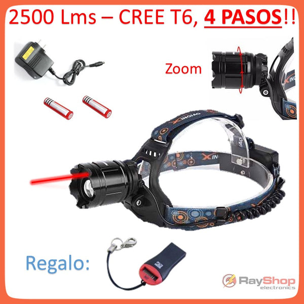 Lámpara Minera 2500 Lms Con LASER, Cree Led T6 Dt82