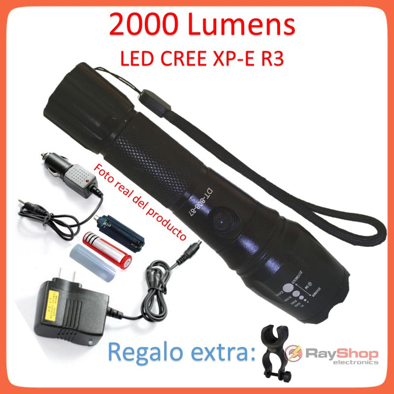 Lámpara Táctica 2000 Lumens Cree Led Xp-e R3 DT7A