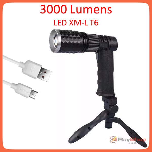 Lámpara Táctica Pistola Led T6 Linterna Luz Zoom Usb Dt205