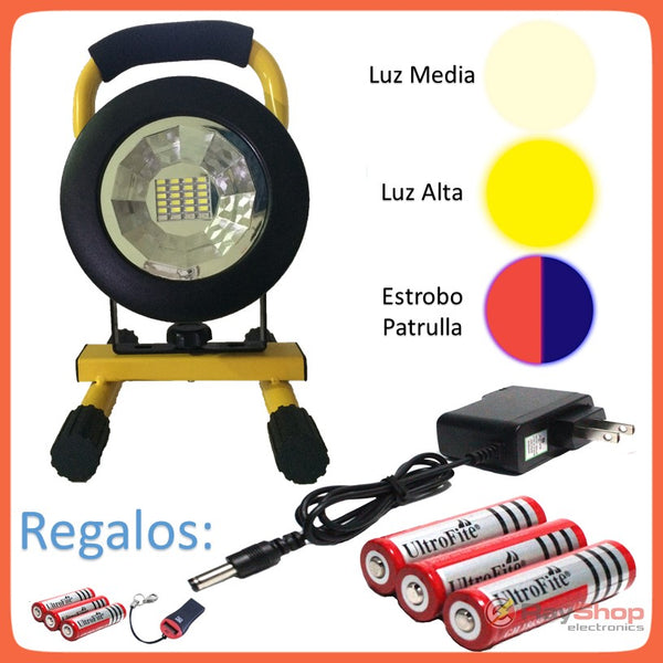 Lámpara Led Reflector 30w 2400 Lm 24 Leds Recargable Dt160