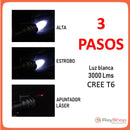 Lámpara Táctica 3000 Lms Zoom Láser Brújula Led Cree T6 DT185