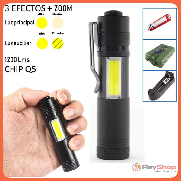 Mini Lámpara c/Zoom 2 En 1 1200 Lms+Barra Led Cob Dt260