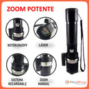 Lámpara Táctica 2000 Lms Zoom Laser Led Cree R3, Swat Cd119