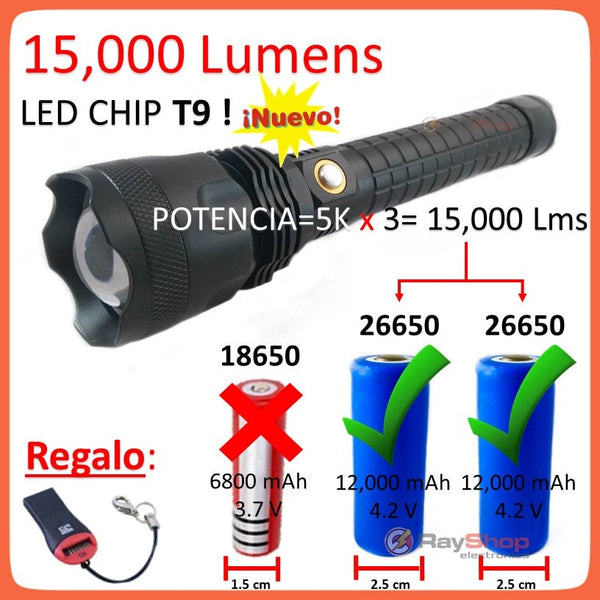 Lámpara Táctica 15,000 Lms Nuevo Led T9 Largo Alcance LJK DT287