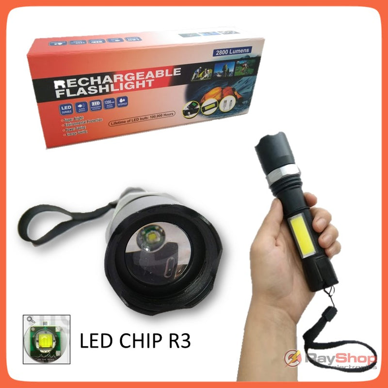 Lámpara Táctica Swat 2800 Lms Led Cob Recargable Cono Dt353