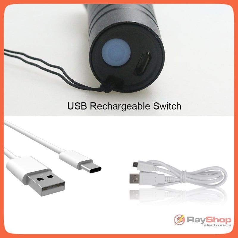 Mini Lámpara Táctica Zoom Led T6 Cob Recargable Usb Cd156