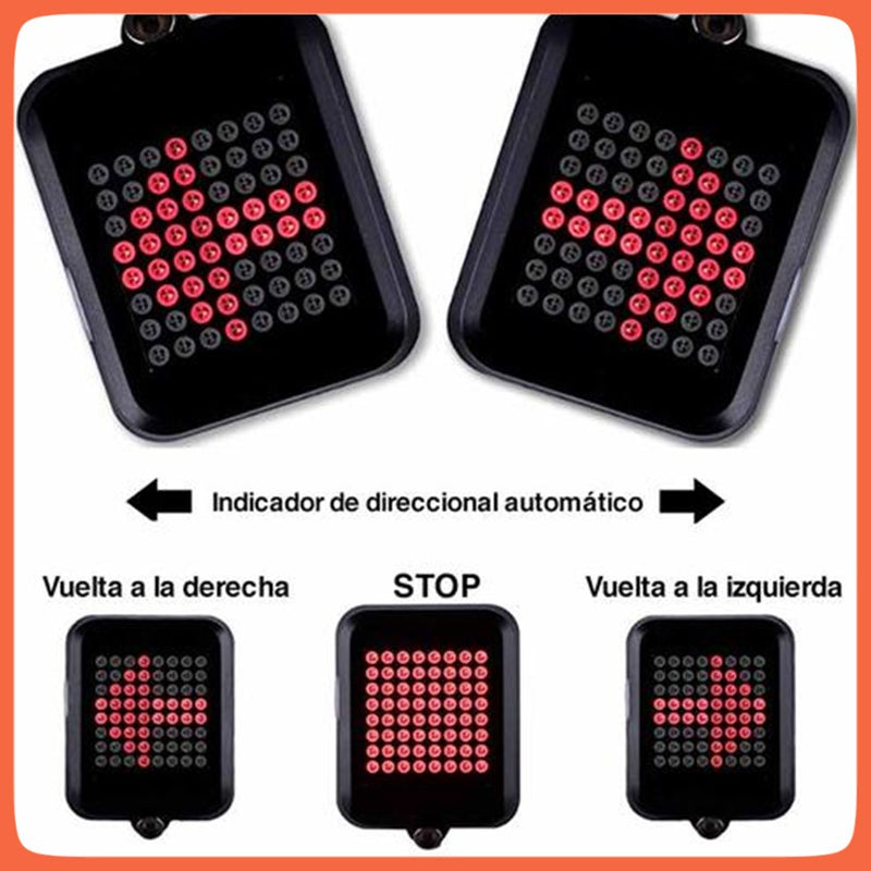 Luz Trasera Bici Direccionales Recargable 64 Leds Usb T6100