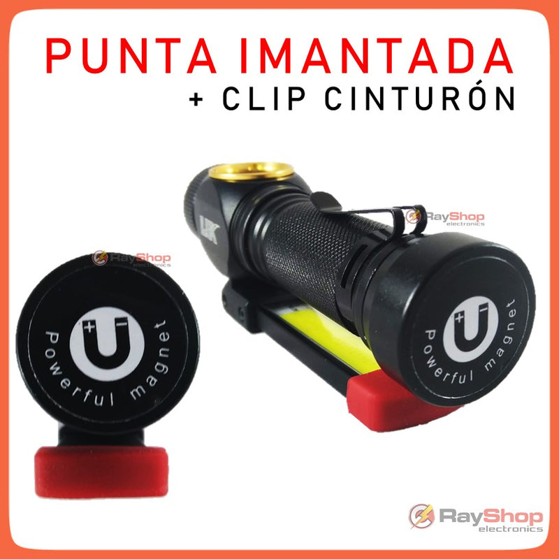 Mini Lámpara 1200 Lm Led Cob Gira Luz Blanca Roja Imán Dt362