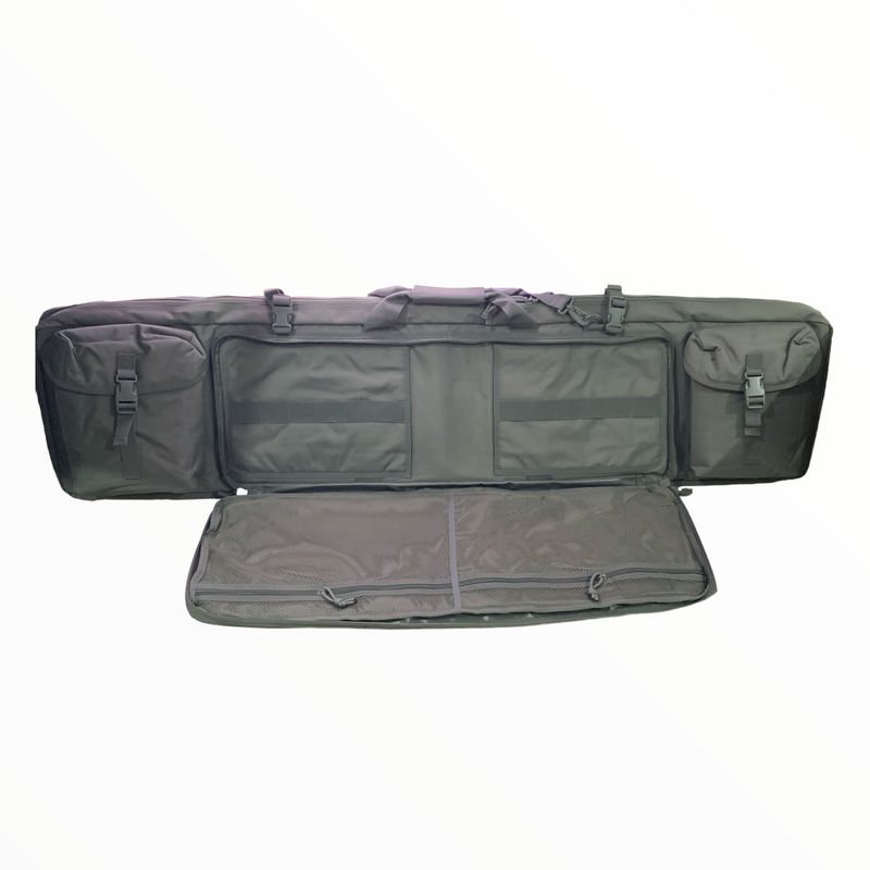 Mochila Porta Escopetas 55" corte laser (2 escopetas) y accesorios, sistema molle, 2 en 1: agarre maletín o espalda 1956-55