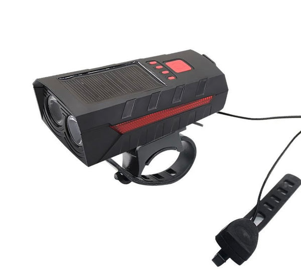 luz para bicicleta carga solar claxon power bank resistente al agua T052