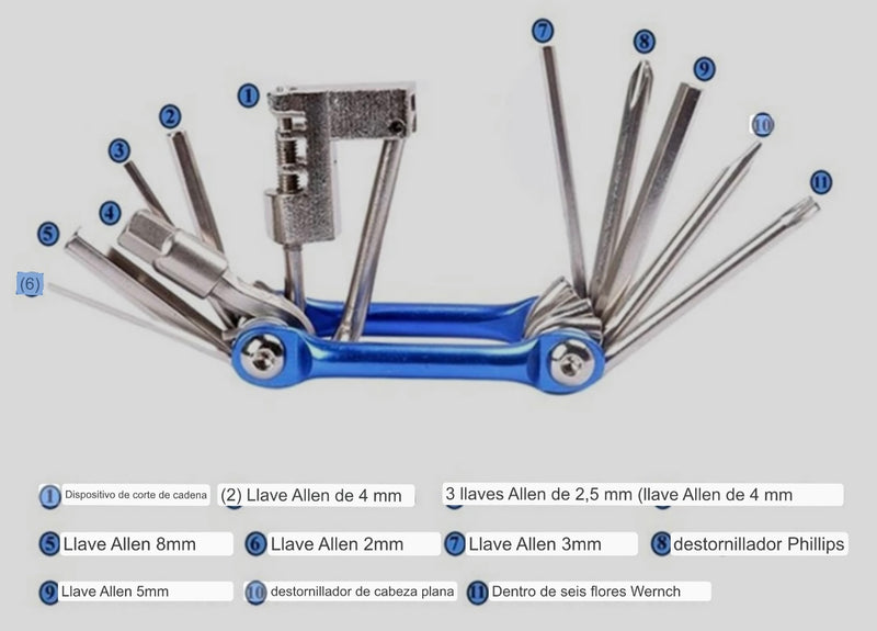 Juego de llave inglesa para bicicleta 11 en 1 TW22