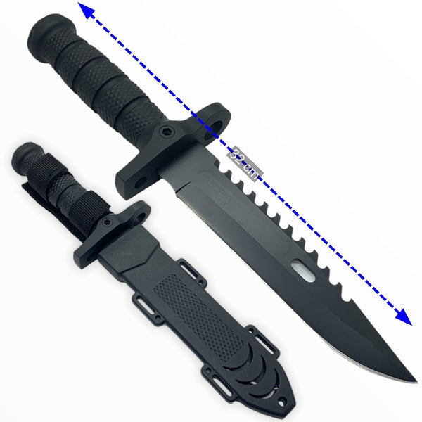 Cuchillo LARGO Rambo de 32 cm, c/Funda, cuchilla con Sierra F530