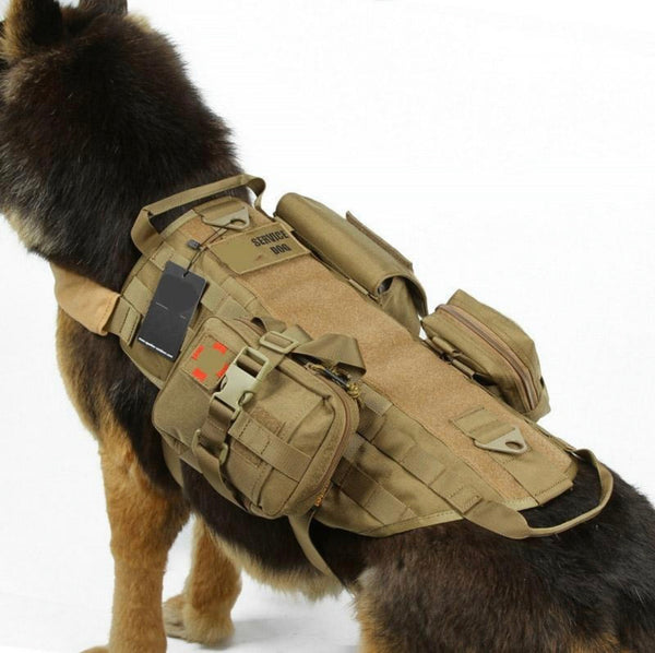 Chaleco Táctico Para Perro Entrenamiento Militar C/ 3 Bolsas Desmontables GJP GJ957