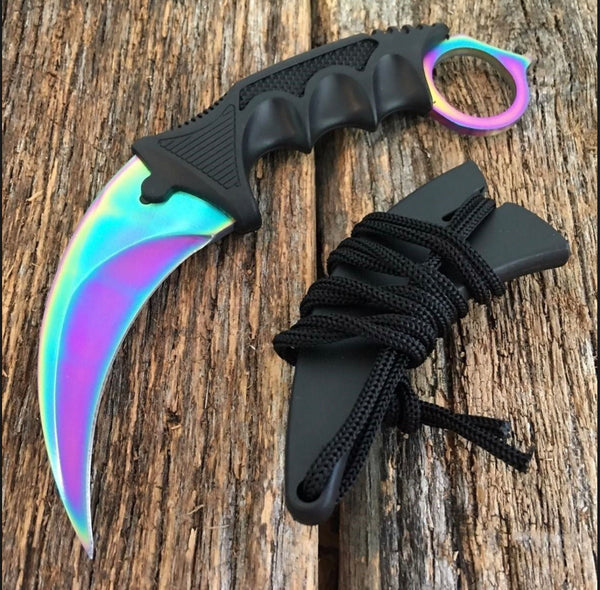 Cuchillo Tipo Karambit color TORNASOL Tactica Survivor Caceria F580