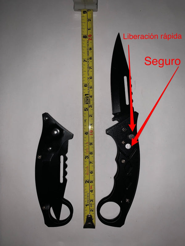 Navaja tipo Karambit de 21cm con clip, botón de liberación rápida y seguro WK888