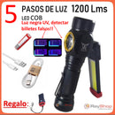 Mini Lámpara, LED COB: Luz blanca alta, media, Luz Roja alta, estrobo; FOCO REDONDO: Luz UV(BILLETES FALSOS), Gira, Imán Dt361