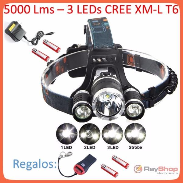 Lámpara Minera Cabeza 5000 Lms Luz central CON ZOOM !!!, Cree 3 Led T6  St117