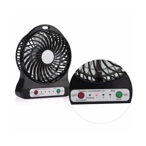 Mini Ventilador Portatil 3 Vel Luz Led Recargable Usb Dt219