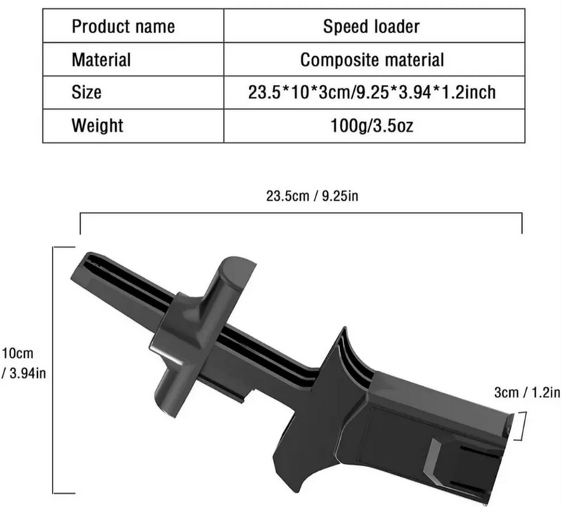 Carga Rapida de  Balas 9mm 40 Magazine Pistola Glock Tactico PJ326